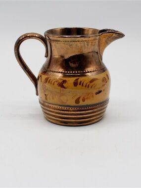 Antique Copper Luster Creamer Hand Painted Floral Band